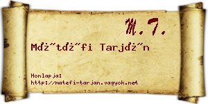 Mátéfi Tarján névjegykártya